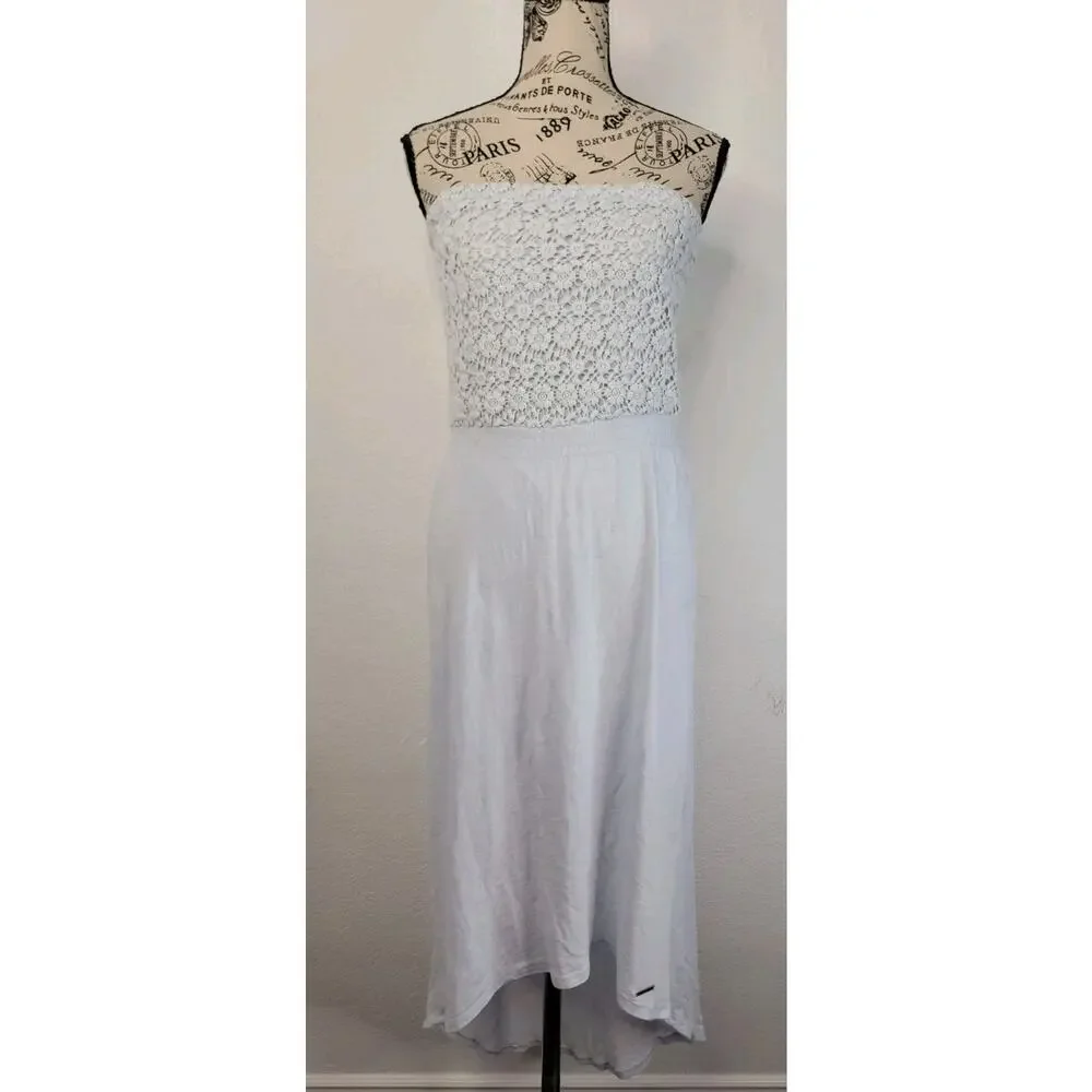 Abercrombie & Fitch Dress XS Asymmetric High Low Crochet Blue Cottage Bohemian